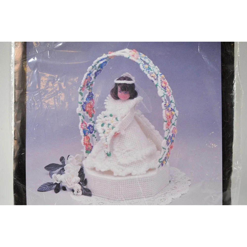 New 1990‎ Bridal Doll Centerpiece Plastic Canvas Kit Needlecraft Ala Mode